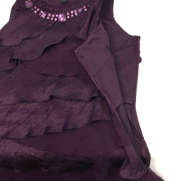 S.L. Fashions Women's Beaded Neck Tiered Feminine Flounce Holiday Party Dress 12 - Picture 6 of 12